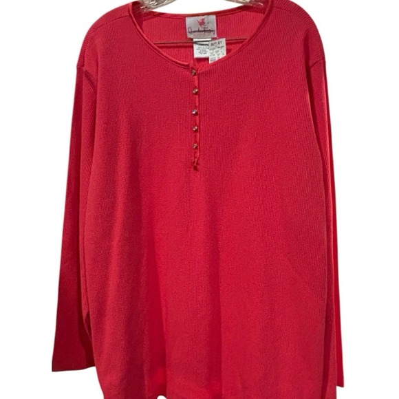 Vintage Quacker Factory 2X Blouse 100 % Cotton Waffle Knit Pink Rhinestone NWT - Picture 5 of 11